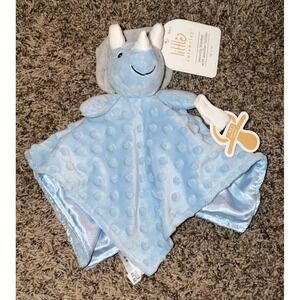 Little Celebrity Blue Dinosaur Lovey-Security Blanket-Pacifier Holder (NWT)